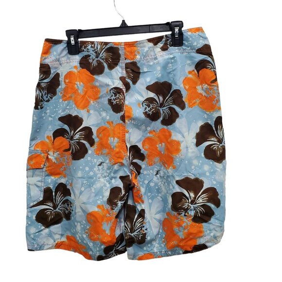 Missimo Men's Y2K Blue Orange Hibiscus Tropical 9.5" Swim‎ Shorts Trunks Size 34 - Picture 8 of 8